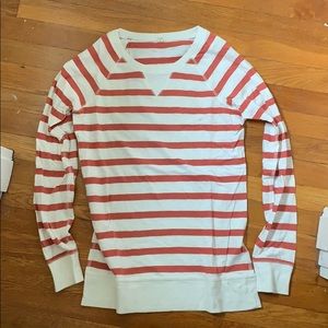 JCrew red and off-white striped top, medium